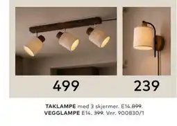 Skeidar TAKLAMPE / VEGGLAMPE tilbud