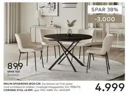 Skeidar MALIN SPISEBORD Ø120 CM tilbud