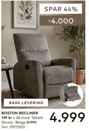 Skeidar BOSTON RECLINER tilbud