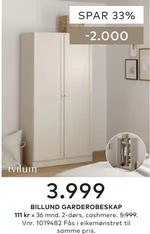 Skeidar BILLUND GARDEROBESKAP tilbud
