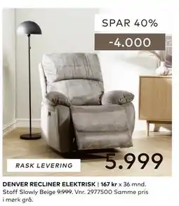 Skeidar DENVER RECLINER ELEKTRISK tilbud