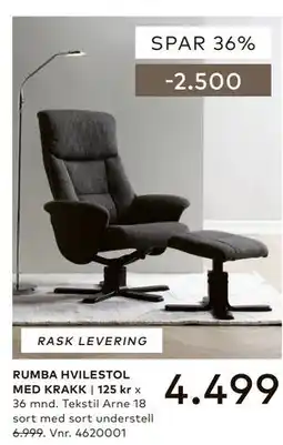 Skeidar RUMBA HVILESTOL MED KRAKK tilbud