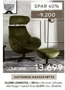 Skeidar GLOBE LENESTOL tilbud