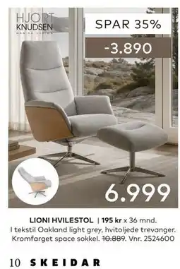 Skeidar LIONI HVILESTOL tilbud