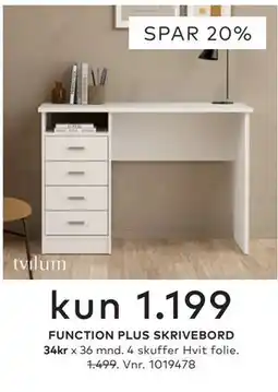 Skeidar FUNCTION PLUS SKRIVEBORD tilbud
