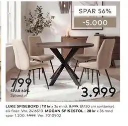 Skeidar LUKE SPISEBORD tilbud