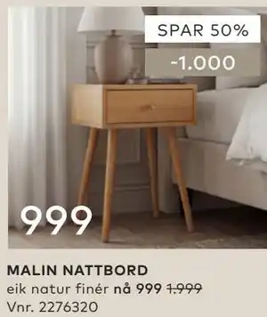 Skeidar MALIN NATTBORD tilbud