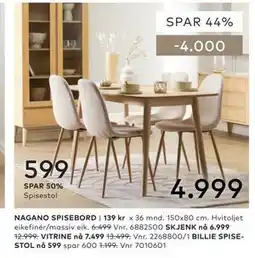 Skeidar NAGANO SPISEBORD tilbud