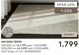 Skeidar Hovden teppe tilbud