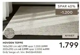 Skeidar HOVDEN TEPPE tilbud
