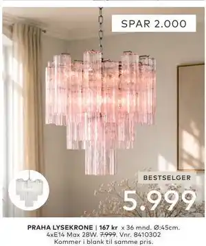 Skeidar PRAHA LYSEKRONE tilbud