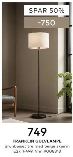 Skeidar FRANKLIN GULVLAMPE tilbud