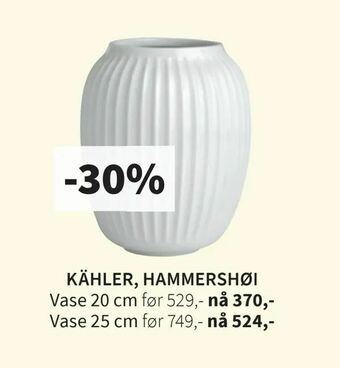 Tilbords Kähler, hammershøi vase tilbud