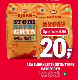 Coop Extra AXA BJØRN LETTKOKTE/STORE HAVREGRYN tilbud