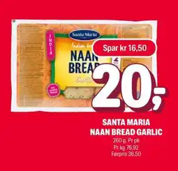 Coop Extra SANTA MARIA NAAN BREAD GARLIC tilbud