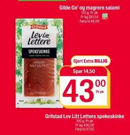 Coop Extra Grilstad Lev Litt Lettere spekeskinke tilbud