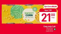 Coop Extra Coop mais 3 pk tilbud