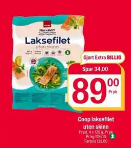 Coop Extra Coop laksefilet uten skinn tilbud