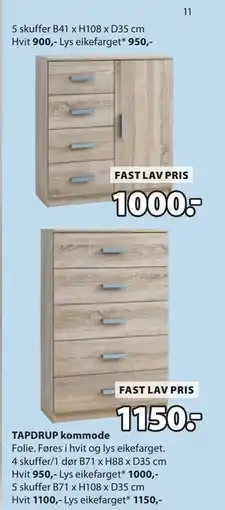 JYSK TAPDRUP kommode tilbud