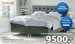 JYSK SOKNA kontinentalseng grå-40 + VOLA overmadrass tilbud