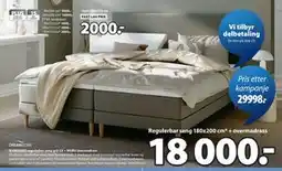 JYSK BJORSUND regulerbar seng grå-23 + MURU overmadrass tilbud