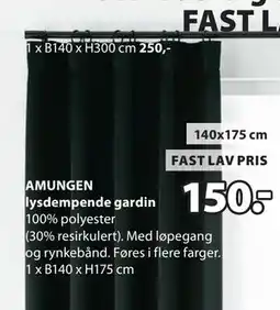 JYSK AMUNGEN lysdempende gardin tilbud
