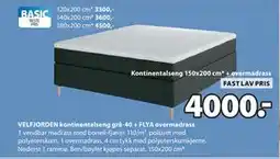 JYSK VELFJORDEN kontinentalseng grå-40 + FLYA overmadrass tilbud