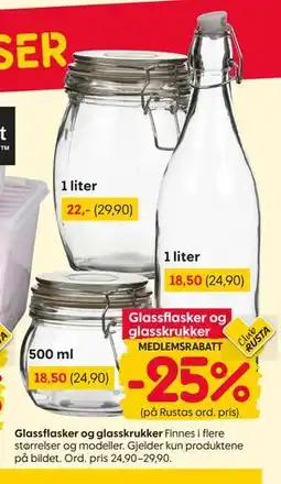 Rusta Glassflasker og glasskrukker, Medlemspris tilbud