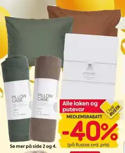 Rusta Alle laken og putevar tilbud