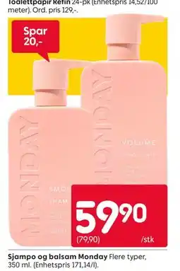 Rusta Sjampo og balsam Monday tilbud