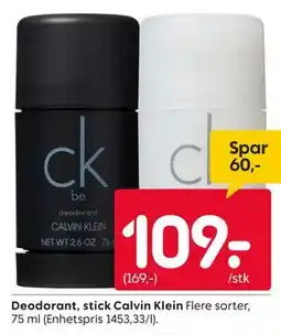 Rusta Deodorant, stick Calvin Klein tilbud