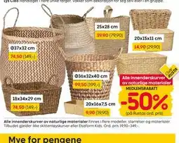 Rusta Alle innendørskurver av naturlige materialer, Medlemspris tilbud