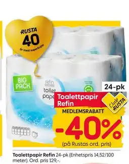Rusta Toalettpapir Refin tilbud