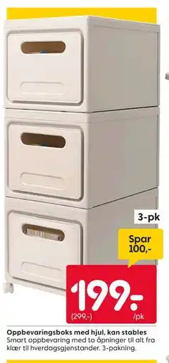 Rusta Oppbevaringsboks med hjul, kan stables tilbud