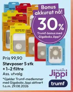 Gigaboks Støvposer 5 stk + 1–2 filtre tilbud