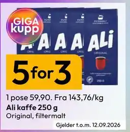 Gigaboks Ali kaffe 250 g tilbud