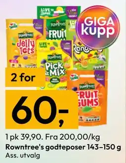 Gigaboks Rowntree's godteposer 143–150 g tilbud