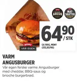 Meny VARM ANGUSBURGER tilbud