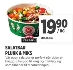 Meny SALATBAR PLUKK & MIKS tilbud