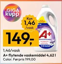 Gigaboks A+ flytende vaskemiddel 4,62 l tilbud
