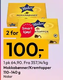 Gigaboks Mokkabønner/Kremtopper 110–140 g tilbud