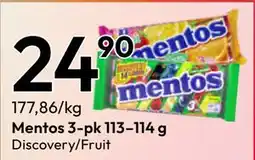 Gigaboks Mentos 3-pk 113–114 g tilbud