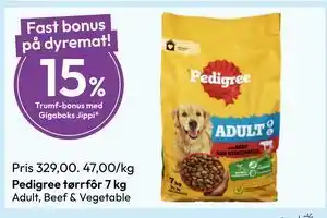 Gigaboks Pedigree tørrfôr 7 kg tilbud