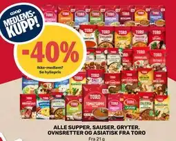 Coop Marked ALLE SUPPER, SAUSER, GRYTER, OVNSRETTER OG ASIATISK FRA TORO tilbud