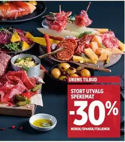 Meny STORT UTVALG SPEKEMAT tilbud