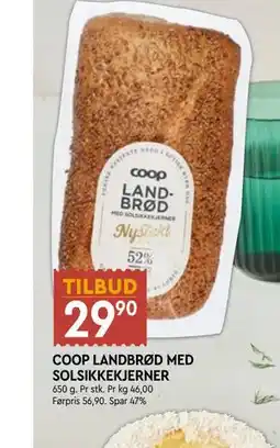 Coop Mega COOP LANDBRØD MED SOLSIKKEKJERNER tilbud