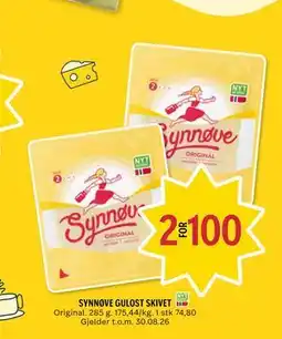 Coop Prix SYNNØVE GULOST SKIVET tilbud