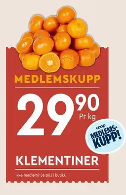 Coop Mega KLEMENTINER, Medlemspris tilbud