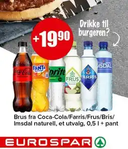 Spar Brus fra Coca-Cola/Farris/Frus/Bris/Imsdal naturell, et utvalg tilbud