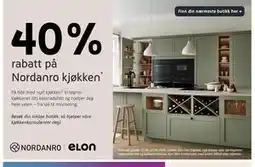 ELON 40% rabatt på Nordanro kjøkken tilbud